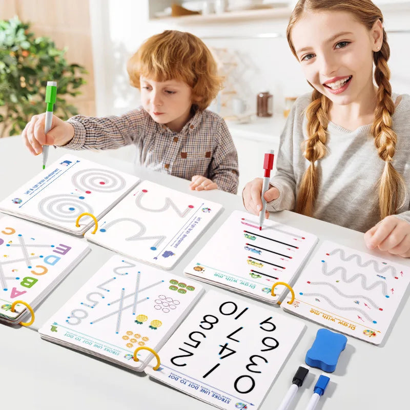 Reusable Magical Tracing Workbook Pen Control Training Book for Kids Handwriting Practice