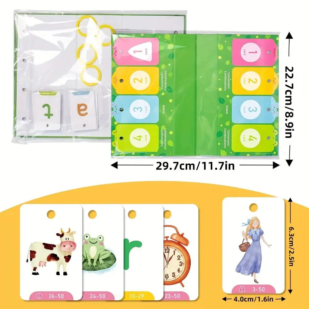 129 Pcs Picture Recognition Visual Word Game Text Recognition Phonics Learning Educational Flash Cards Colorful Smooth Surface