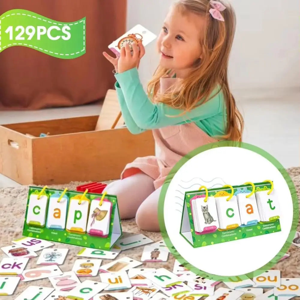 129 Pcs Picture Recognition Visual Word Game Text Recognition Phonics Learning Educational Flash Cards Colorful Smooth Surface