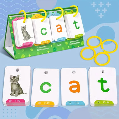 129 Pcs Picture Recognition Visual Word Game Text Recognition Phonics Learning Educational Flash Cards Colorful Smooth Surface
