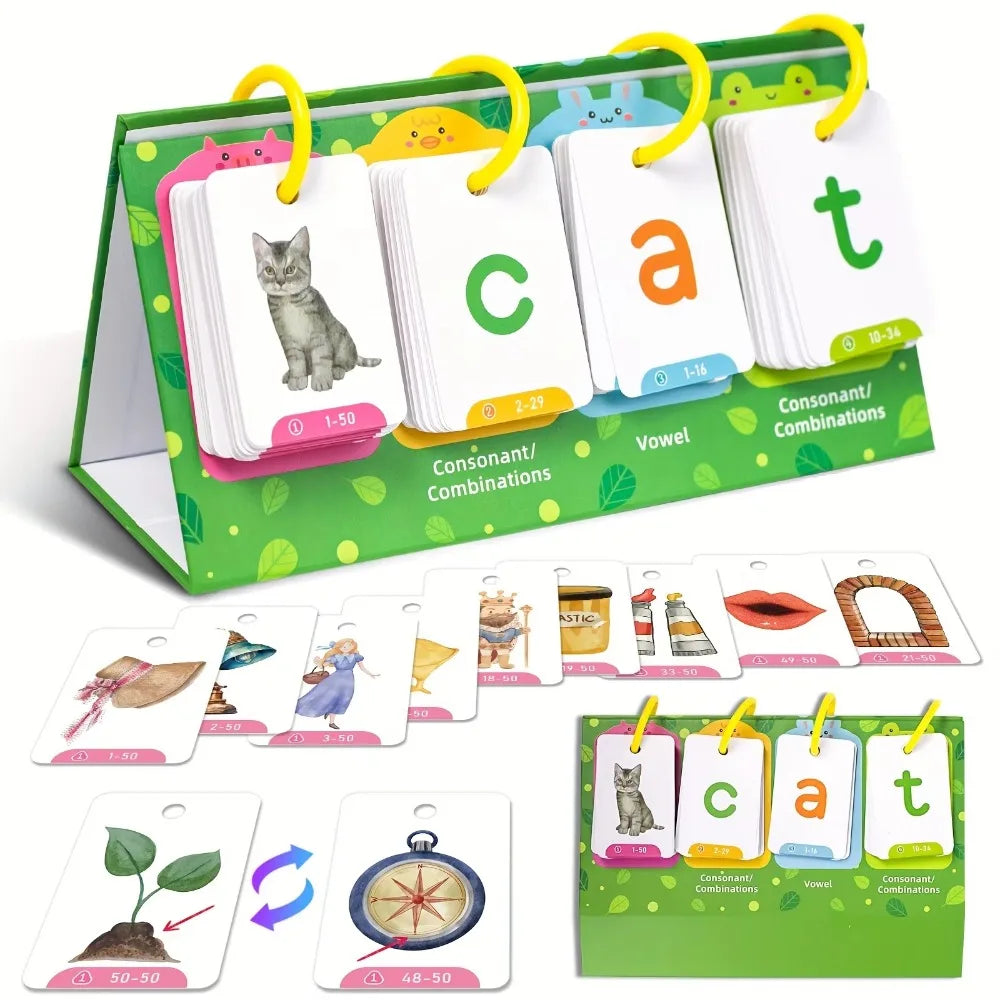 129 Pcs Picture Recognition Visual Word Game Text Recognition Phonics Learning Educational Flash Cards Colorful Smooth Surface