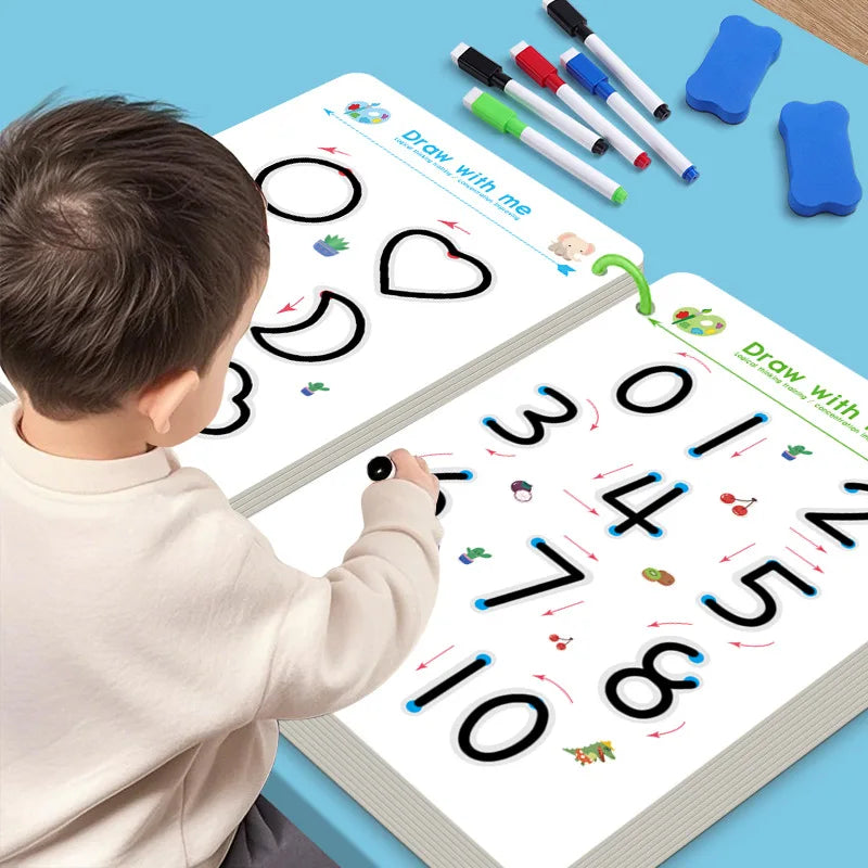 Reusable Magical Tracing Workbook Pen Control Training Book for Kids Handwriting Practice
