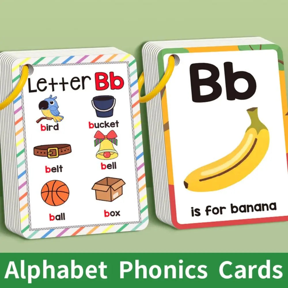 26 Letters English Alphabet Cards 156 Words with Pictures Children'S Flashcards Colorful Design A-Z Cards Phonics Words Cards